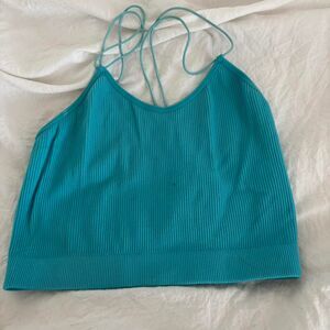 NIKI BIKI Ribbed Strappy Electric Layering One Size Women's Blue Crop Top Tank